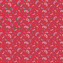 Tissu Coton imprimé Bandana blanc et rouge sur fond Rouge