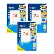 3 paquets de 384 étiquettes rondes adhésives blanches diamètre 30mm 24 étiquettes par planche A5 Apli/Agipa