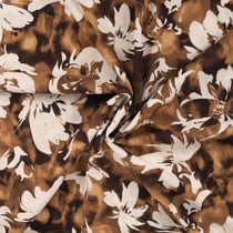 Tissu Rayonne extensible Floral sur fond Beige sable - Au mètre