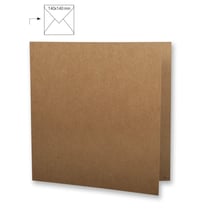 Carte carrée,double,kraft,FSC Rec. Cred, 135x270mm, 220g/m2, sachet 5pces, kraft