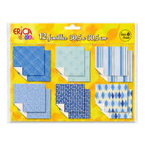 Feuilles de papier -  Scrapbooking – Assortiment 12 feuilles – 30,5 x 30,5 cm – Tons bleus