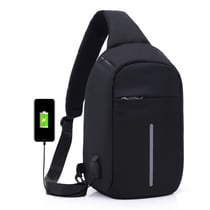 Sac à Dos USB Etudiant Voyage Cartable Ecole Anti Vol pour Powerbank Noir YONIS