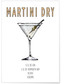 Affiche Cocktail Martini Dry | A3 : 29,7x42cm