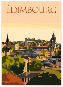Affiche ville Édimbourg | A3 : 29,7x42cm