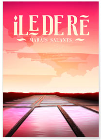 Affiche ville Île de Ré : Marais salants | A3 : 29,7x42cm