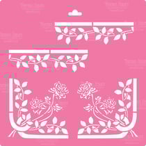 Pochoir plastique souple réutilisable 30 x 30 cm Fabrika Decoru DECORATION FLEUR FEUILLAGE 010