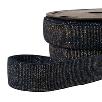 Bobine 20m élastique boxer métallisé bleu marine/or 32mm