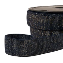 Bobine 20m élastique boxer métallisé bleu marine/or 32mm