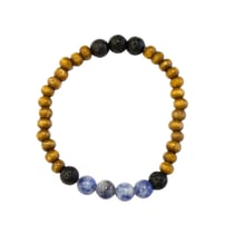 Bracelet Bois, Sodalite et Pierre de lave Perles rondes 8 mm - Omsaé