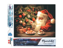 Diamond Painting Broderie Diamant Figured’Art 40x50cm toile entière roulée avec diamants carrés - Soirée du Père Noël Joyeux