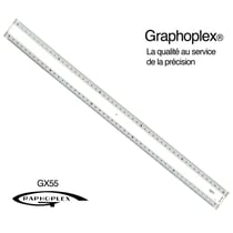 Graphoplex - Règle transparente 2 biseaux blancs + bosselage 50 cm