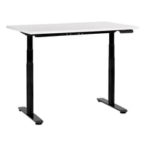Bureau Électrique Réglable Plateau Blanc et Structure Acier Noir 120 x 72 cm Hauteur Ajustable Assis-Debout Pieds Ronds Design Moderne
