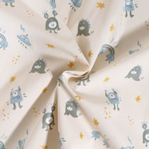 Tissu Imperméable imprimé Monstres et étoiles sur fond Blanc