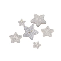 Lot de 3 boutons étoile pailleté argent