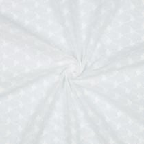 Tissu Coton brodé festonné Adèle Blanc pur