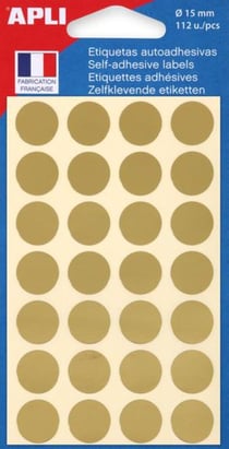 Gommettes rondes 112 pastilles Doré Ø 15 mm