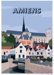 Affiche ville Amiens | A3 : 29,7x42cm