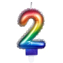 Bougie Arc-en-Ciel Chiffre 2 (8 cm) - Effet Ballon