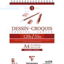 Bloc Dessin Croquis Spirale A4 - 120g - 50 feuilles - Clairefontaine
