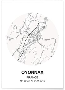 Affiche Carte Oyonnax | A3 : 29,7x42cm
