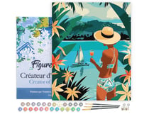 Peinture par Numéro Figured'Art avec Cadre - Femme et océan - Kit de Loisir Créatif DIY Numéro d'Art Complet - 40x50cm toile tendue sur châssis