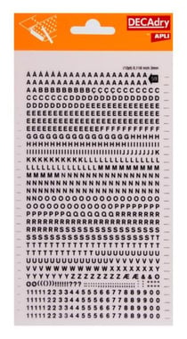 Lettres alphabet et Chiffres Transfert Noir 3mm Sans empattement