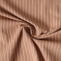 Tissu Polycoton Victor rayures Blanches 5mm sur fond Beige nougat - Au mètre