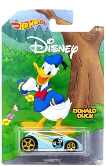 Vehicule disney : donald voiture bleu vendetta - hot wheels - voiture miniature 1:64 collection mickey 90eme - mattel - gbb42