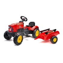 Tracteur à pédales Supercharger rouge avec capot ouvrant et remorque - FALK