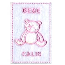 Ecusson thermocollant Bébé Calin rose 4.2cmx6.6cm