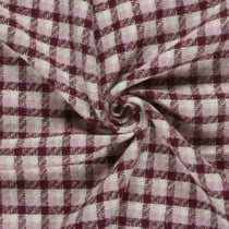 Tissu Jacquard imprimé carreaux bordeaux sur fond Rose