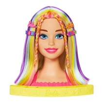 Tete a coiffer barbie blonde meches arc en ciel 22 pieces - color reveal - mattel