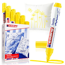 Lot de 10 marqueurs textiles - EDDING - Jaune - Pointe 2-3 mm