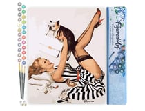 Peinture par Numéro Figured'Art Pin-up en robe et son chien - Activité Manuelle Kit de Loisir Créatif DIY Numéro d'Art Complet - 40x50cm sans châssis en bois
