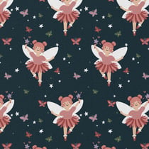 Tissu Coton imprimé Arty Melusine minuit sur fond Bleu marine