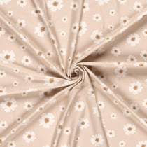 Tissu Maillot de bain UPF50 recyclé Fleuris sur fond Rose pâle