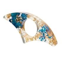 Bague de lecture en résine forme arc-bleu jardin dorée
