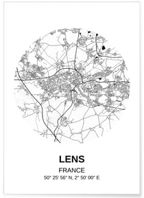 Affiche Carte Lens | A3 : 29,7x42cm