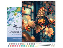Peinture par Numéro Figured'Art avec Cadre - Papillon et Fleurs de Cerisiers - Kit de Loisir Créatif DIY Numéro d'Art Complet - 40x50cm toile tendue sur châssis