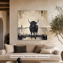 Peinture acrylique originale sur toile — Le Gardien des Marais — animaux de Camargue — Tableau mural Calbarracin — 80 x 80 cm