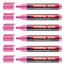 Lot de 6 marqueurs permanents - EDDING - pointe ronde 1,5-3 mm - Rose - 300