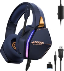Casque Gaming PS5/PS4/Switch/Xbox/PC - Oniverse - Micro réglable et Haut-parleurs 50mm - Nebula Bleu