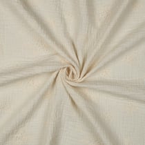 Tissu Double gaze de Coton brodé Fleuris Louisa sur fond Ecru