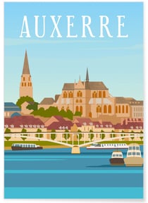 Affiche ville Auxerre | A3 : 29,7x42cm