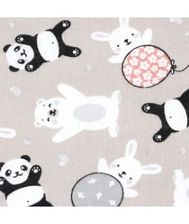 Tissu coton enfant panda de 150 cm de largeur Ecru vendu par 50 cm