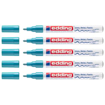 Lot de 5 marqueurs peinture brillante - EDDING - Pointe ronde 1-2 mm - Bleu clair