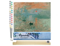 Peinture par Numéro Figured'Art - Monet Impression Soleil Levant - Kit de Loisir Créatif DIY Numéro d'Art Complet - 40x50cm toile roulée + châssis en bois à monter