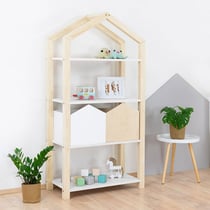 Etagère cabane TALLY - bois naturel et blanc