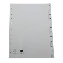 Intercalaires imprimés mensuels PP recyclé gris Janvier-Décembre - 12 positions - A4 - Gris - x 10 - Exacompta