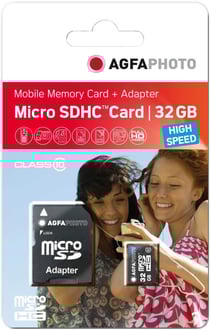 AgfaPhoto Carte mémoire microSDHC - 10581 - Capacité 32GB - Noir